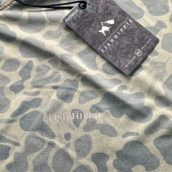 Mens XXL Fish Hippie Green and Blue Camo Long Sleeve Tee - Picture 3 of 10